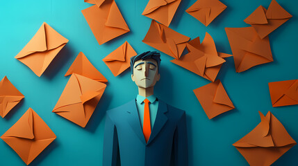 cardboard figure wearing blue suit