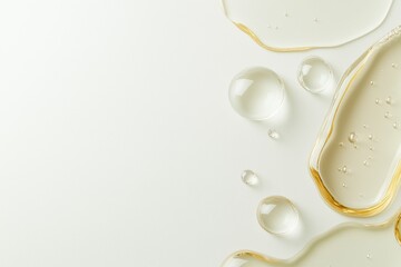 Liquid Gold: A minimalist abstract composition featuring delicate droplets of golden oil, evoking a sense of luxury, hydration, and skincare, perfect for beauty and wellness brands. 