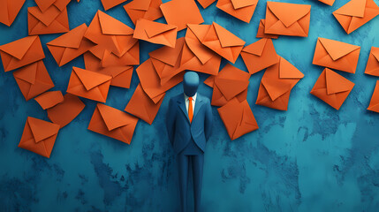 cardboard figure wearing blue suit