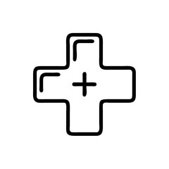 Obraz premium Medical cross icon in minimalist black and white design