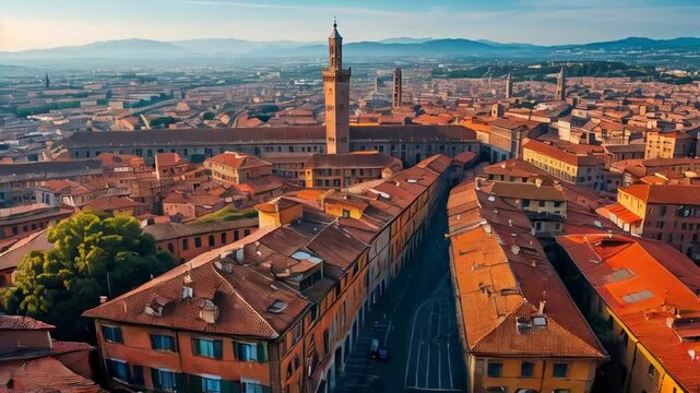 stunning city Bologna Italy, sunny summer day

