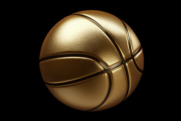 Gold basketball ball isolated on a black background