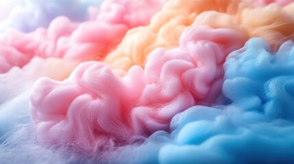 Fototapeta premium A colorful display of soft, fluffy textures resembling cotton candy clouds.