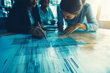 Obraz premium Team Collaboration on Financial Data Analysis