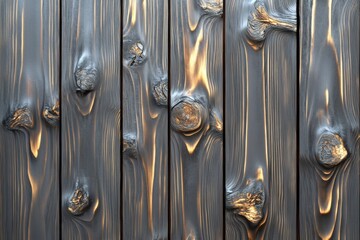 Dramatic Dark Wood Grain Texture with Golden Highlights for Background Use