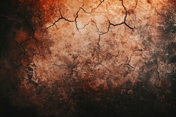 Dramatic cracked earth texture with a warm, desaturated, rusty color palette