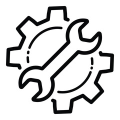 Gear With Wrench Flat Icon Isolated On White Background