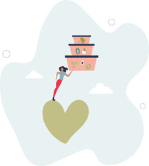 Vegan and natural, green diet eating lifestyle.containers with vegetables and fruits.flat characters.