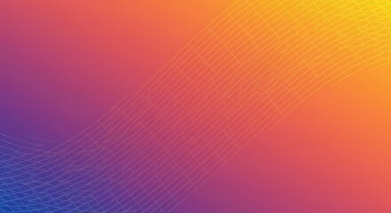 Abstract Orange Purple Gradient Background with Wave Lines