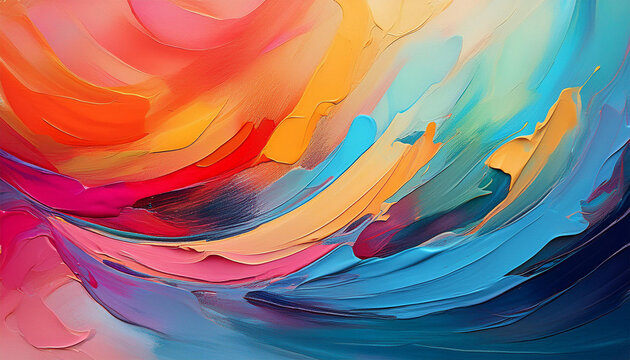 abstract composition with colorful paint texture showcasing brush strokes and blending techniques