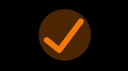 Brown color simple check mark circle fill animation with black background