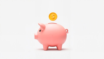 Modern piggy bank icon with coin dropping, digital banking concept
