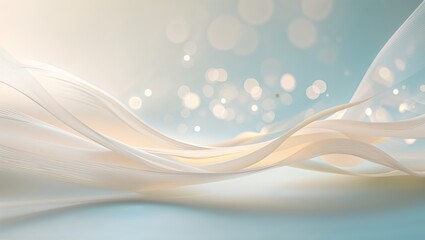 Gentle Flowing Abstract White Fabric with Soft Bokeh Background Serene and Elegant