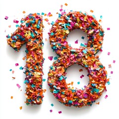 Colorful Birthday Number 18 Decoration
