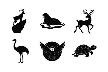 Set of animal silhouette vector illustration