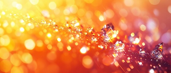 Sparkling Diamonds on a Glowing Orange Surface