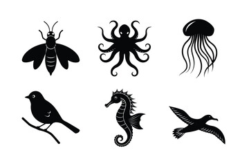 Set of animal silhouette vector illustration 