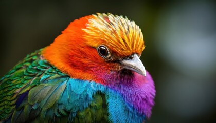Vivid Colors Animate a Generative AI Portrayal of a Striking Bird with Exuberant Feathers, Set Against a Backdrop of Vibrant Hues and a Dreamlike Atmosphere.