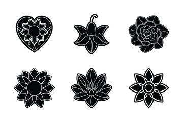 Set of flower silhouette vector illustration