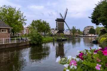 Historic Leiden Windmill Put Twilight