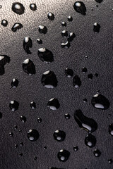 natural leather dyed black in water droplets