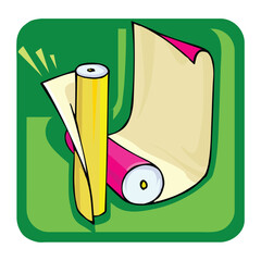 Vector gift wrapping paper rolls mock up on light background with transparent shadows.