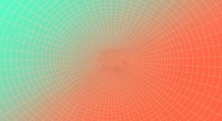 Obraz premium Abstract Grid Tunnel Background in Teal and Coral
