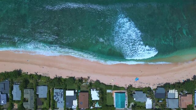 Top View zenhital aereal of Pipeline Beach in Hawaii