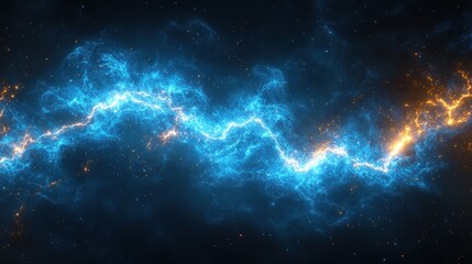 Obraz premium A vibrant cosmic scene depicting swirling blue and orange energy.