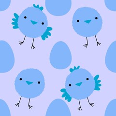 Easter chicken seamless birds pattern for wrapping paper and fabrics