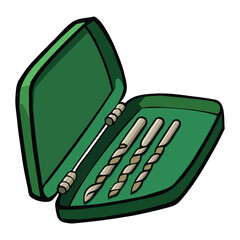 Drilling machine realistic set with isolated icons of rotary twist bits made of different metal materials