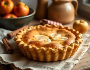 Golden Crust Apple Pie Rustic Setting