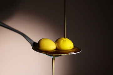 Liquid Gold Olive Oil Beautifully Drizzling Smoothly from a Spoon in Culinary Delight