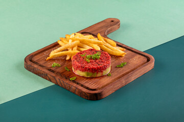 Vegan version of steak tartare with tomatoes and avocado