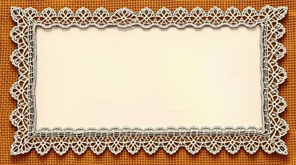 Vintage burlap and lace wedding frame with blank space for text or invitation design