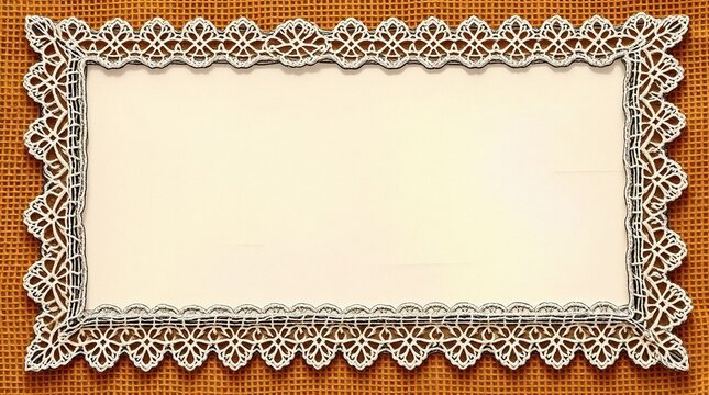 Vintage burlap and lace wedding frame with blank space for text or invitation design