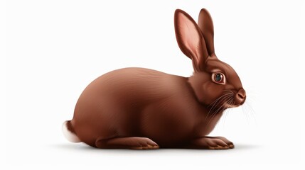Obraz premium Adorable chocolate bunny on a clean backdrop, perfect for a delightful Easter celebration. Sweet and charming treat
