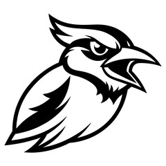 Blue Jay Bird Vector Illustration – Cartoon, Clipart & Line Art on White Background, Blue Jay bird vector illustration in cartoon, clipart, and line art style on a white background.