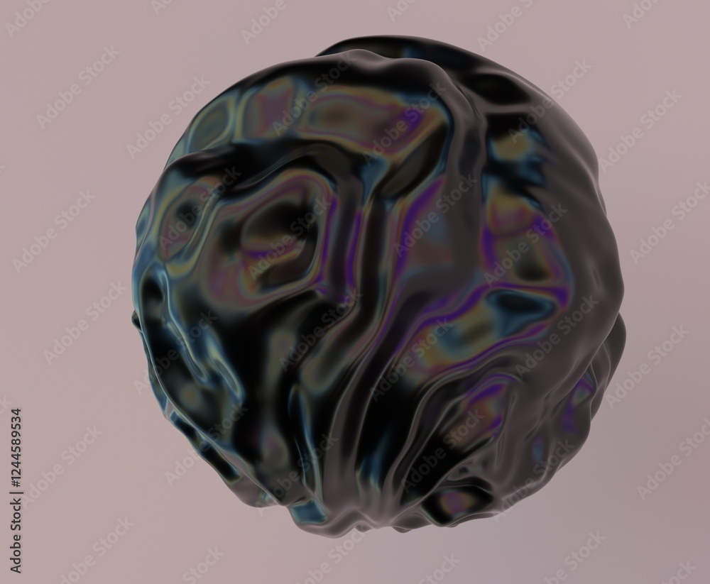 Aufkleber abstract 3d illustration of futuristic glitchy black sphere with ripples and distortions. an image o