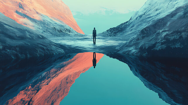 Abstract fantasy: up-ended worlds and surrealist imagery create dreamlike, inverted scenes. Inverted Reality. Illustration