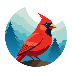 Cardinal Bird Vector Illustration – Cartoon, Clipart & Line Art Design on White Background,  Cardinal bird vector illustration in cartoon, clipart, and line art styles on a white background.