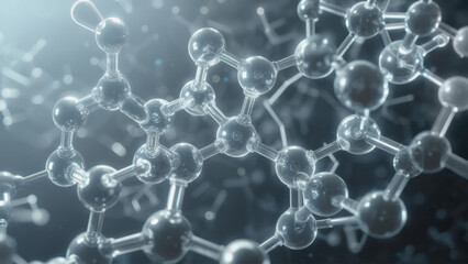Close-up view of molecular structure showcasing chemical bonds and atoms in detail