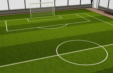 Aerial top view of a soccer.