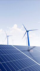 ULTRA HD. Solar power plant and windmills turbine. Renewable energy, green tech. Green energy, renewable energy concept. Windmill farm.	