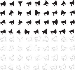 Silhouette set of Megaphone Icon vector illustration with white background