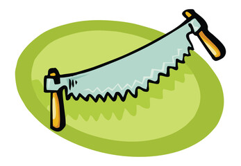 Two handed saw isometric icon on white background vector