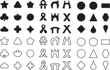 Silhouette set of Simple Icons vector art illustration with white background