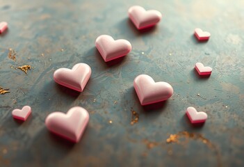 Obraz premium Soft Pastel Valentine’s Day Background with Floating Hearts