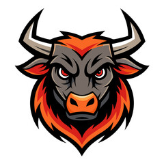 Fototapeta premium Bull Vector Illustration – Cartoon, Clipart & Line Art on White Background, Bold bull vector illustration in cartoon, clipart & line art style, isolated on a white background.