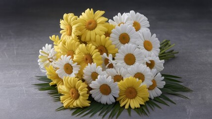 Bouquet of daisies on a gray background